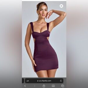 Oh Polly Cut Out Satin Mini Dress. In the color Plum